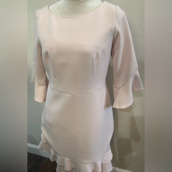 Ann Taylor Elegant Pink Ruffle midi Dress size 6p NWT - Picture 2 of 5